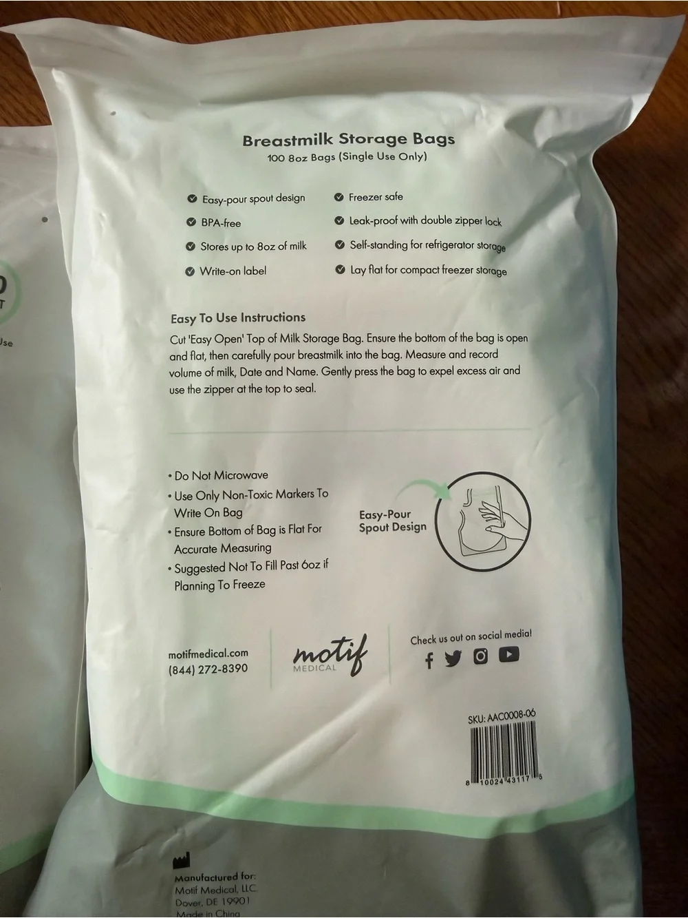 Breastmilk Storage Bags - 100 Count each pack